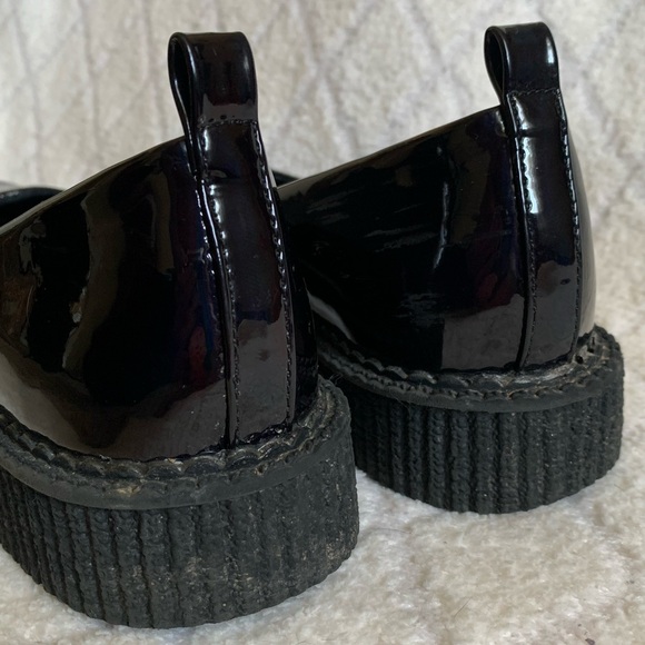 tuk black patent leather shoe vegan hologram pointed ballet creeper EUC black - Picture 5 of 8